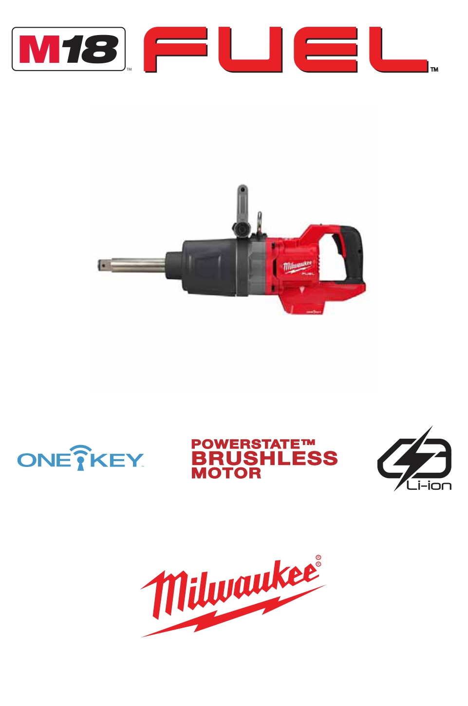 Imexco, FUEL ONE-KEY 1” HIGH  TORQUE D-HANDLE  WITH FRICTION RING & EXTENDED ANVIL M18 ONE FHIWF1D-0C