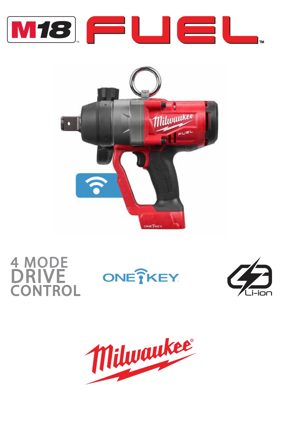 Imexco, FUEL ONE-KEY 1" HIGH TORQUE IMPACT WRENCH WITH FRICTION RING  M18 ONE FHIWF1-0X